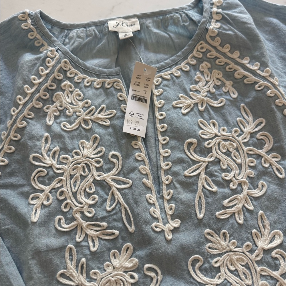 NWT J. Crew long sleeve chambray top size S.